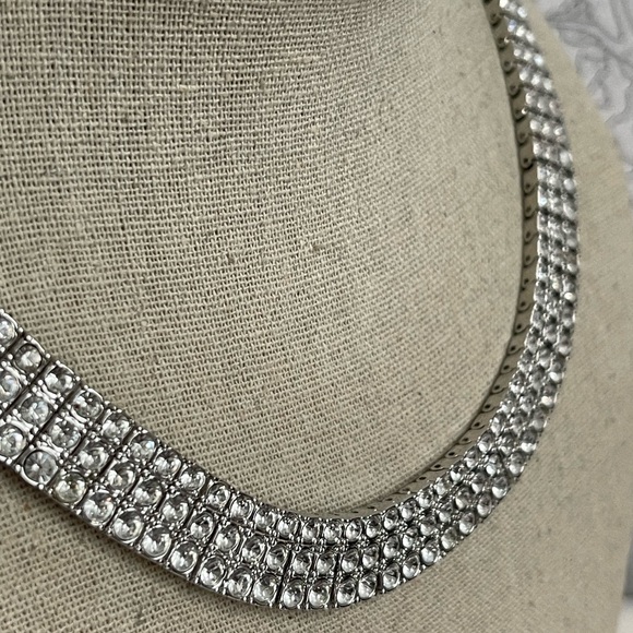 VTG Suzanne Somers Three Row Cubic Zirconia Rhinestone Necklace - Picture 6 of 8